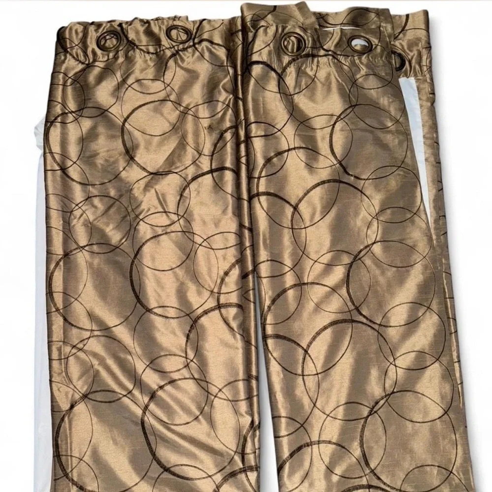 ✨ Metallic Bronze Circle Pattern Curtains (Set of 2 Panels)